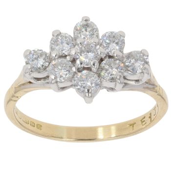 18ct Yellow Gold 1.00ct Brilliant Cut Diamond Cluster Ring