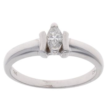 18ct White Gold 0.20ct Marquise Cut Diamond Solitaire Ring