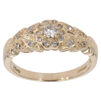 14ct Yellow Gold 0.25ct Brilliant Cut Diamond Cluster Ring