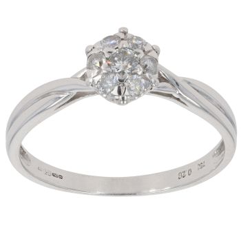 18ct White Gold 0.26ct Diamond Cluster Ring