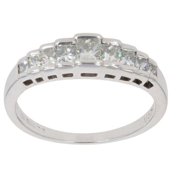 18ct White Gold 0.57ct Princess Cut Diamond Half Eternity Ring