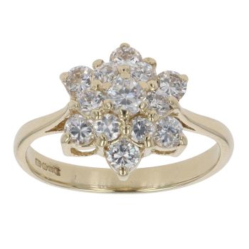 9ct Yellow Gold Cubic Zirconia Cluster Ring