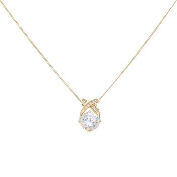 18ct Yellow Gold Cubic Zirconia Pendant and Chain 18"