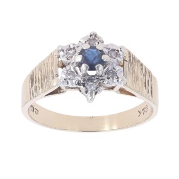 9ct Yellow Gold 0.05ct Diamond And Sapphire Cluster Ring