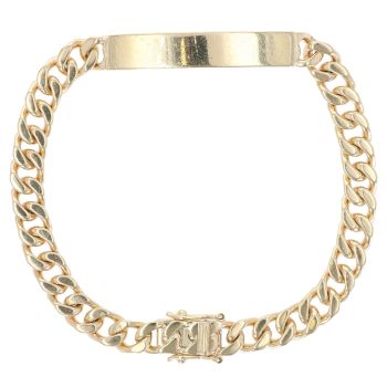 9ct Yellow Gold ID Curb Bracelet 8"