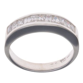 Silver Cubic Zirconia Gemstone Half Eternity Ring by Icesia
