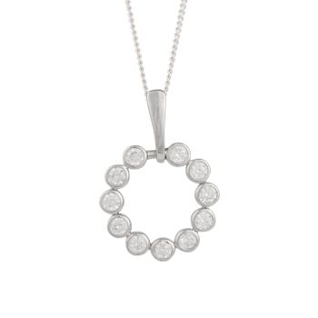 Sterling Silver Bezel Halo Cubic Zirconia Pendant