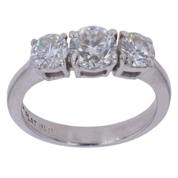 Platinum 1.50ct Brilliant Cut Diamond Trilogy Ring