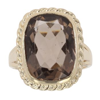 9ct Yellow Gold Smoky Quartz Solitaire Ring