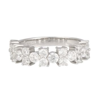 Sterling Silver Cubic Zirconia Half Eternity Cocktail Ring