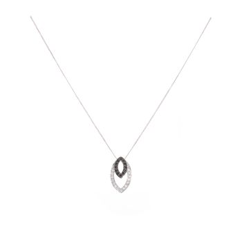 14ct White Gold Black And White Cubic Zirconia Pendant And Chain 18"