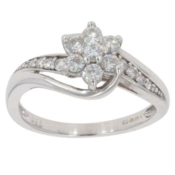9ct White Gold 0.44ct Brilliant Cut Diamond Cluster Ring