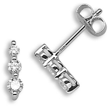 18 Carat White Gold 33pts Diamond Trilogy Stud Earrings