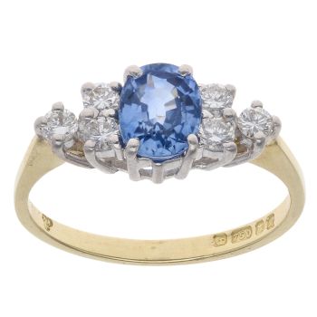 18ct Yellow Gold 0.25ct Diamond And Sapphire Cluster Ring