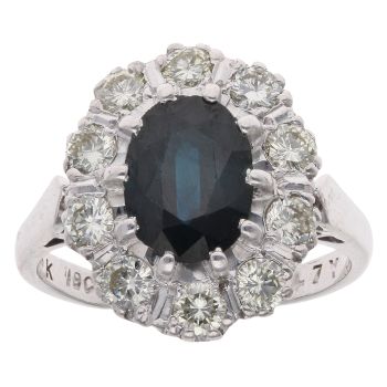 18ct White Gold 1.20ct Diamond And Sapphire Cluster Ring