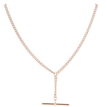 9ct Rose Gold Albert T-Bar Chain 18"