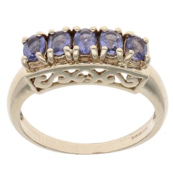 9ct Yellow Gold Five Stone Tanzanite Ring
