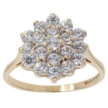 9ct Yellow Gold Cubic Zirconia Cluster Ring