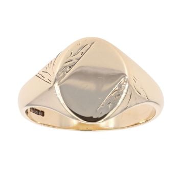 9ct Yellow Gold Patterned Signet Ring