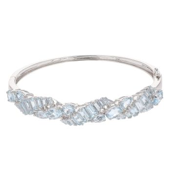 9ct White Gold Aquamarine Hinged Bangle