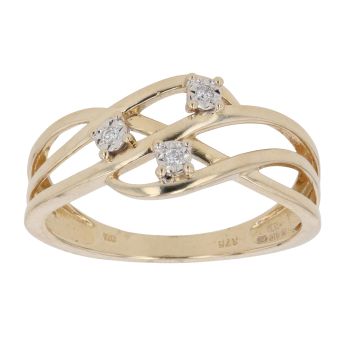 9ct Yellow Gold 0.02ct Diamond Trilogy Ring
