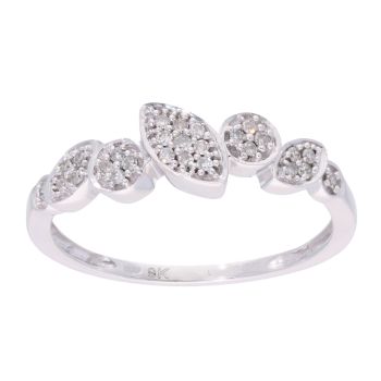 9ct White Gold Marquise and Circle Shaped Diamond Ring