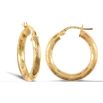 9ct Yellow Gold Zebra Hoop Earrings