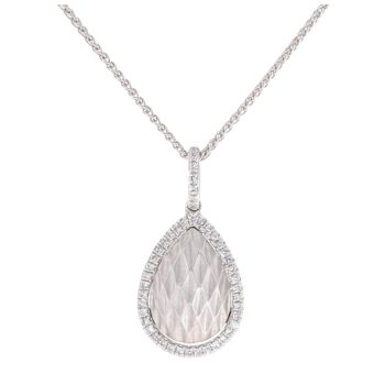 9ct White Gold 0.25ct Diamond Fancy Pendant And Chain 18"