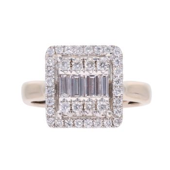 9ct Yellow Gold 0.80ct Brilliant and Baguette Cluster Ring