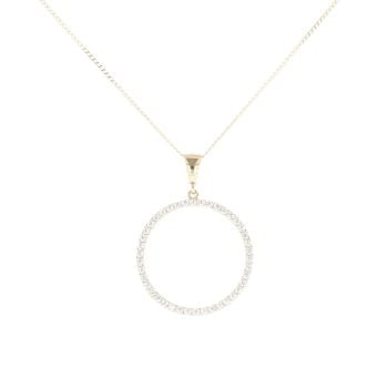 9ct Yellow Gold Cubic Zirconia Circle Pendant And Chain 18"