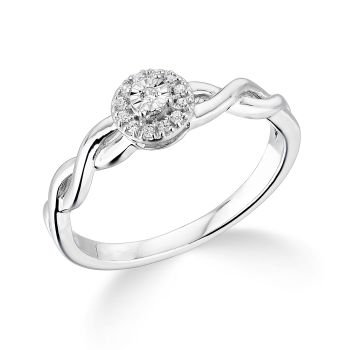 9ct White Gold 0.10ct Diamond Cluster Ring
