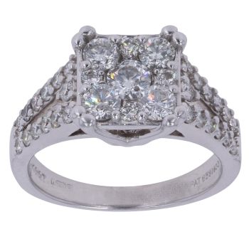 14ct White Gold 1.50ct Diamond Cluster Ring