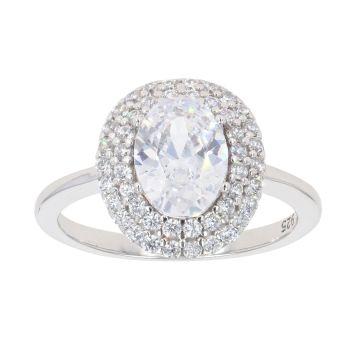 Silver Cubic Zirconia Cluster Ring by Icesia