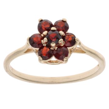 9ct Yellow Gold Garnet Cluster Ring