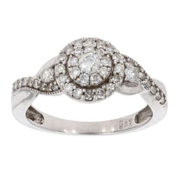 9ct White Gold 0.50ct Diamond Cluster Ring