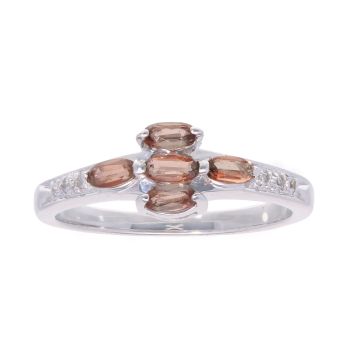 9ct White Gold Smokey Quartz and Diamond Ring