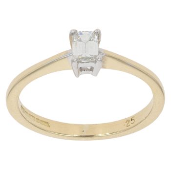 18ct Yellow Gold 0.25ct Emerald Cut Diamond Solitaire Ring