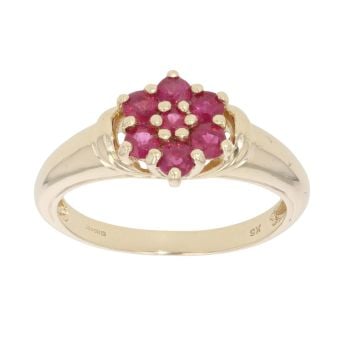9ct Yellow Gold Ruby Cluster Ring