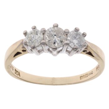 9ct Yellow Gold 0.50ct Brilliant Cut Diamond Trilogy Ring