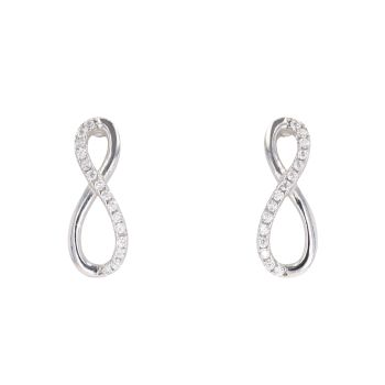 Silver Cubic Zirconia Infinity Stud Earrings