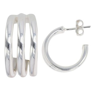 Silver Trio Band Hoop Earrings By Icesia