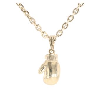 9ct Yellow Gold Boxing Glove Pendant And Belcher Chain 16"