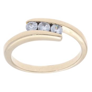 9ct Yellow Gold Three Stone Cubic Zirconia Ring