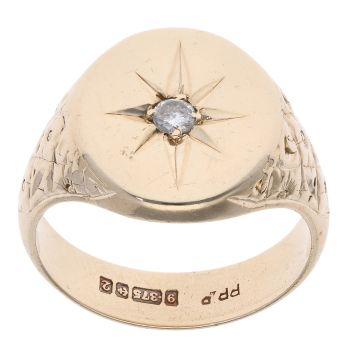 9ct Yellow Gold 0.15cts Diamond Signet Ring