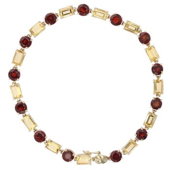 9ct Yellow Gold Citrine and Garnet Fancy Bracelet 7.5"