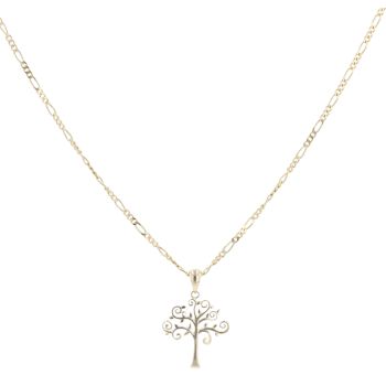 9ct Yellow Gold Tree Pendant And Chain 20"