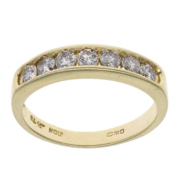 18ct Yellow Gold 0.55ct Brilliant Cut Diamond Half Eternity Ring