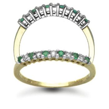 9 Carat Yellow Gold 0.25pts Emerald And Diamond Half Eternity Ring