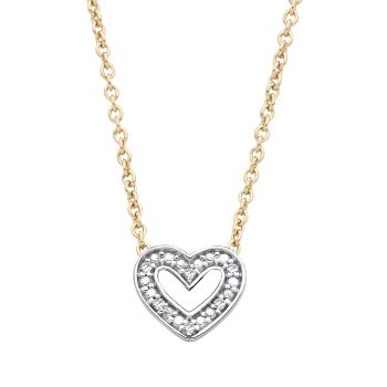 18ct Yellow ﻿Gold on Sterling Silver Natural Diamond Heart Necklace 16+2 inch