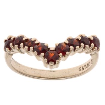 9ct Yellow Gold Garnet Wishbone Ring